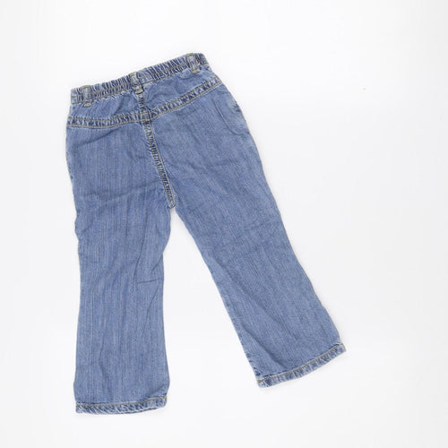 Benetton Girls Blue Denim Jeans 24 Months Straight Leg Embroidered Flower