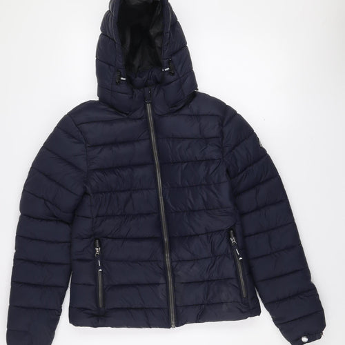 Superdry Women's Blue Size 10 Hooded Puffer Jacket