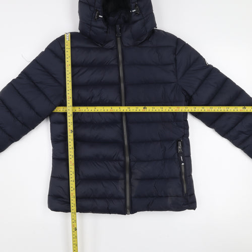 Superdry Women's Blue Size 10 Hooded Puffer Jacket