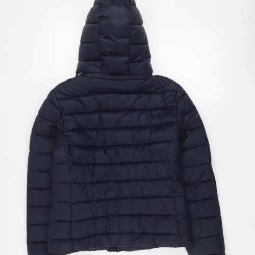 Superdry Women's Blue Size 10 Hooded Puffer Jacket
