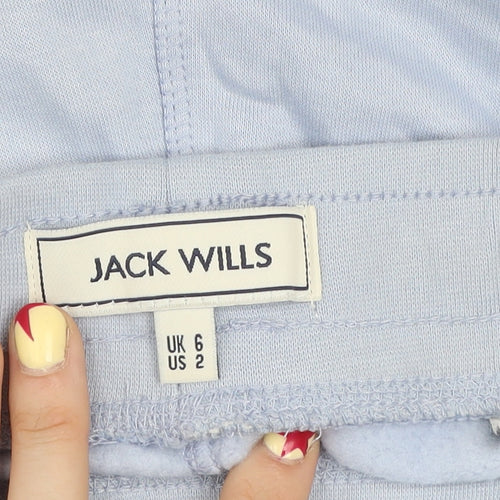 Jack Wills Women’s Blue Sweat Shorts Size 6 Drawstring Cotton Blend