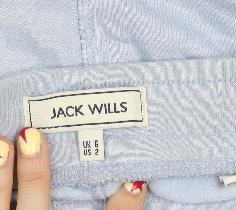 Jack Wills Women’s Blue Sweat Shorts Size 6 Drawstring Cotton Blend