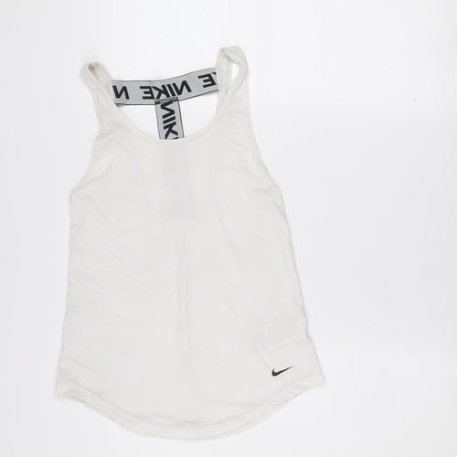 Nike Women's White Dri-FIT Racerback Tank Top XS Slim Fit Activewear