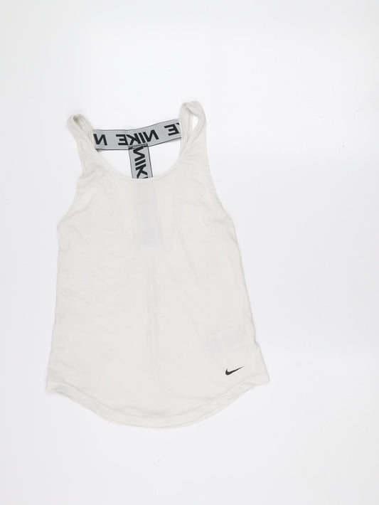 Nike Women's White Dri-FIT Racerback Tank Top XS Slim Fit Activewear
