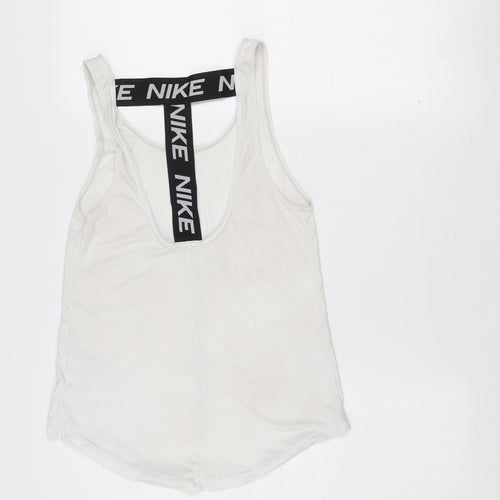 Nike Women's White Dri-FIT Racerback Tank Top XS Slim Fit Activewear