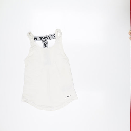 Nike Women's White Dri-FIT Racerback Tank Top XS Slim Fit Activewear