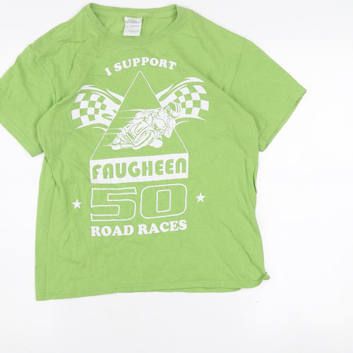 Gildan Boys Green Faugheen 50 Road Races Cotton Graphic T-Shirt L