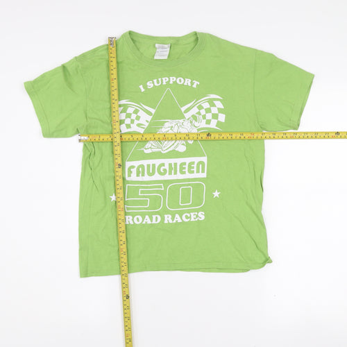 Gildan Boys Green Faugheen 50 Road Races Cotton Graphic T-Shirt L