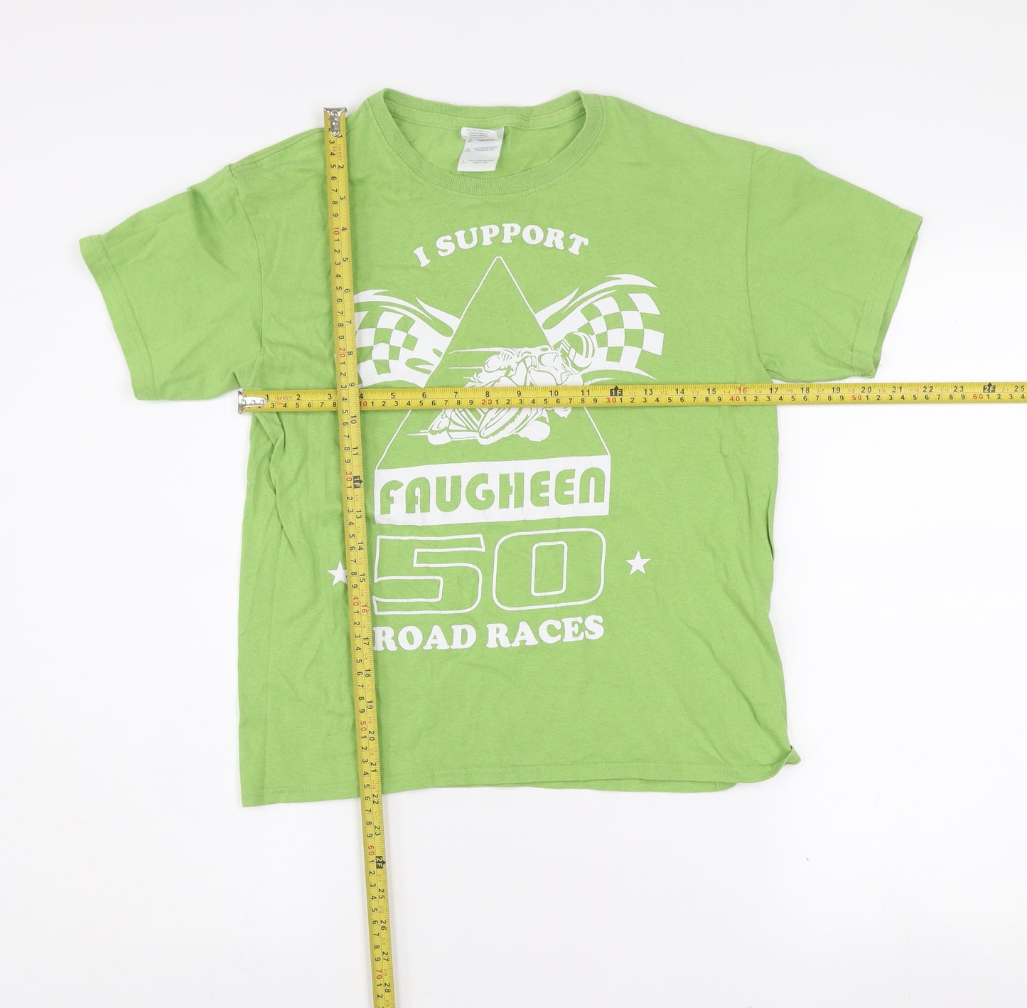Gildan Boys Green Faugheen 50 Road Races Cotton Graphic T-Shirt L