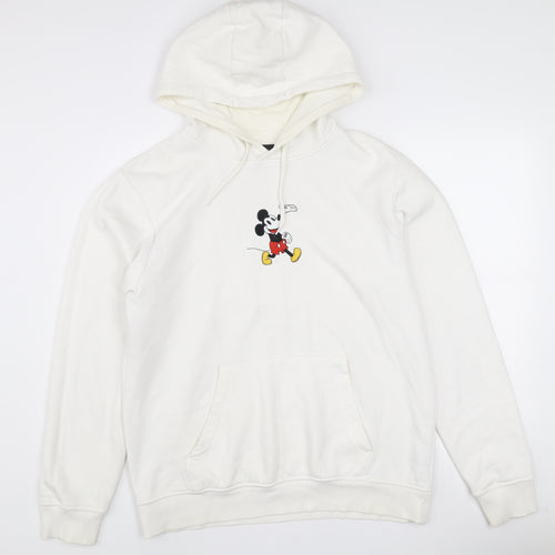 Disney Women White Mickey Mouse Pullover Hoodie Size L