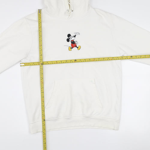 Disney Women White Mickey Mouse Pullover Hoodie Size L