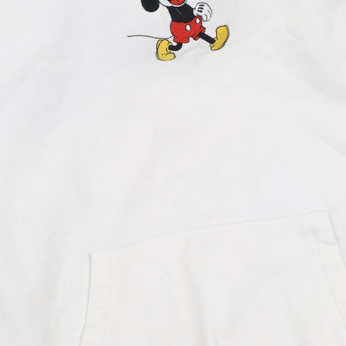 Disney Women White Mickey Mouse Pullover Hoodie Size L