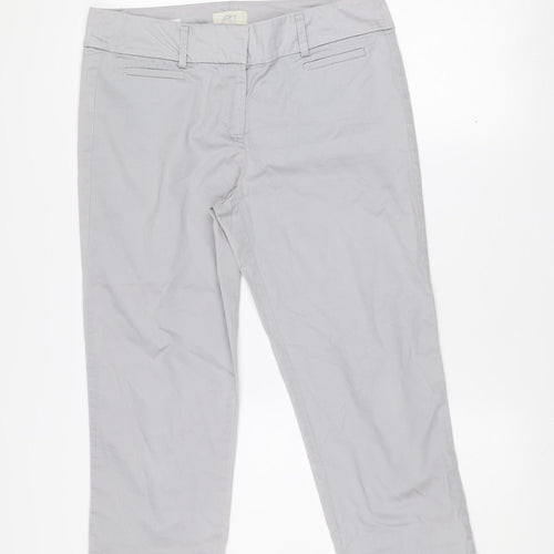 LOFT Women Grey Original Crop Twill Trousers Size 8 Regular