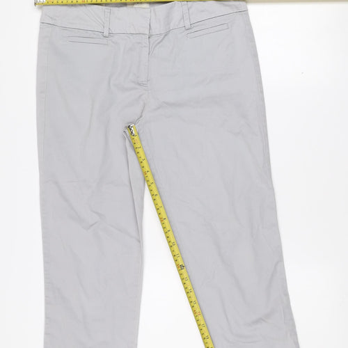 LOFT Women Grey Original Crop Twill Trousers Size 8 Regular