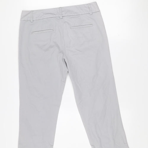LOFT Women Grey Original Crop Twill Trousers Size 8 Regular