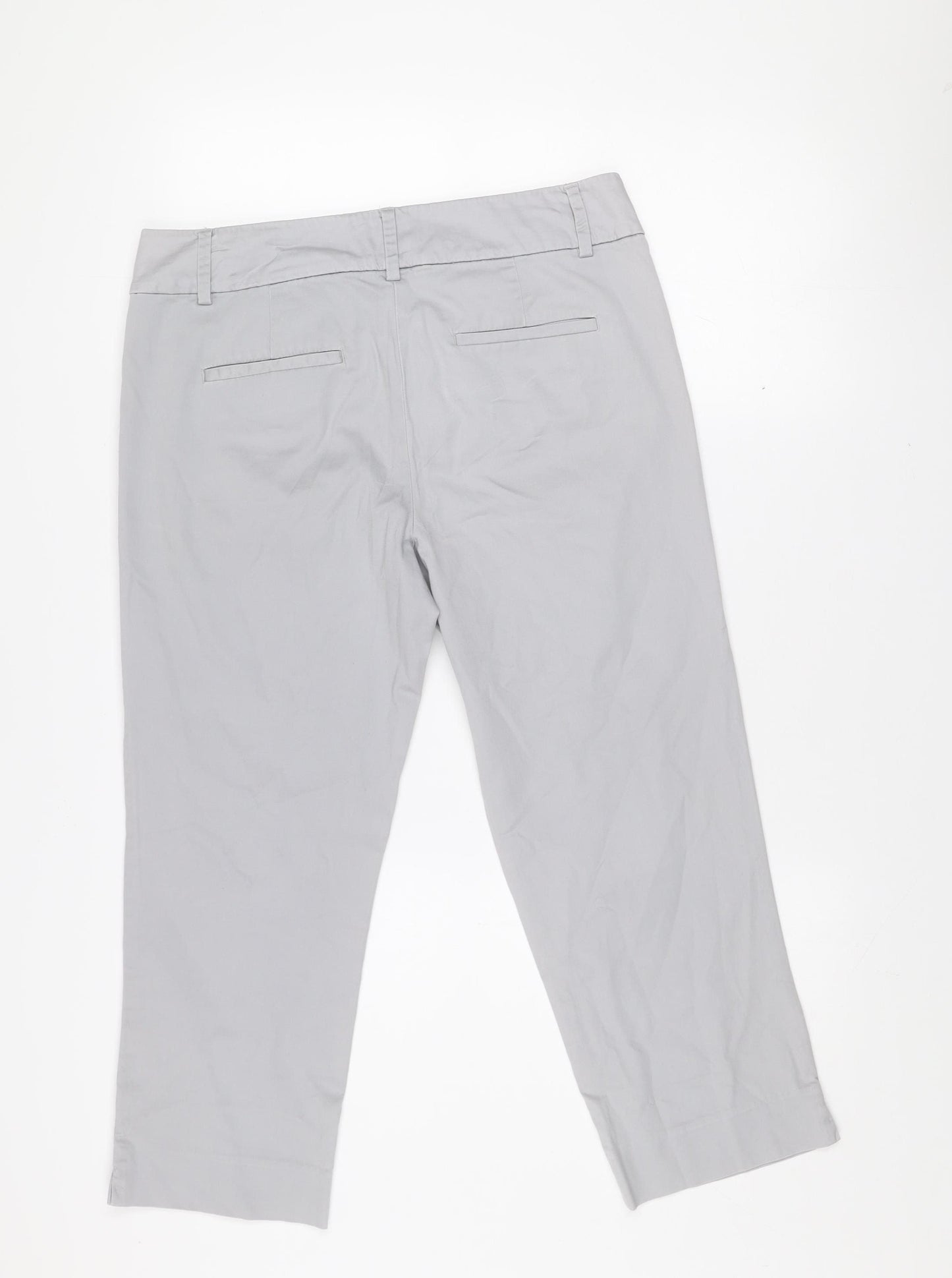 LOFT Women Grey Original Crop Twill Trousers Size 8 Regular