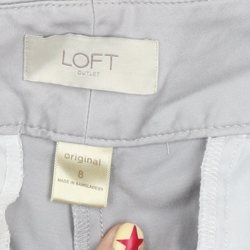 LOFT Women Grey Original Crop Twill Trousers Size 8 Regular