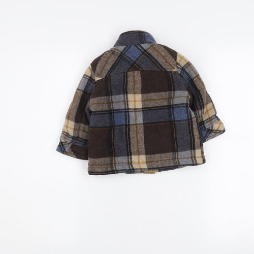 United Colors of Benetton Boys Brown Check Wool Blend Coat 12-18 Months