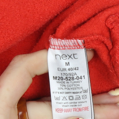 Next Men’s Red Pullover Hoodie Size M Fleece Cotton Blend
