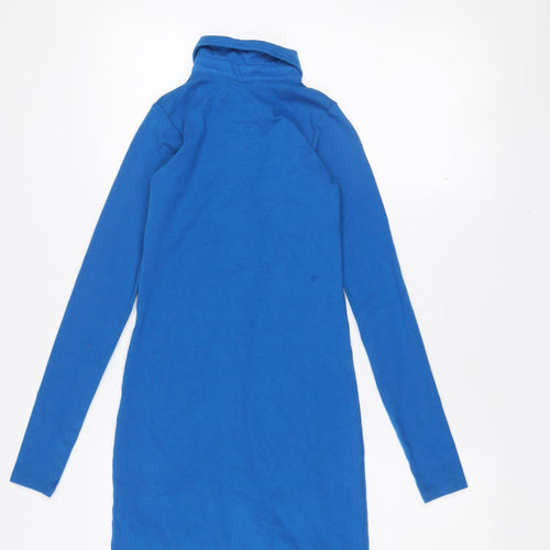 Motel Women’s Blue Shirt Dress Long Sleeve Button Collared S