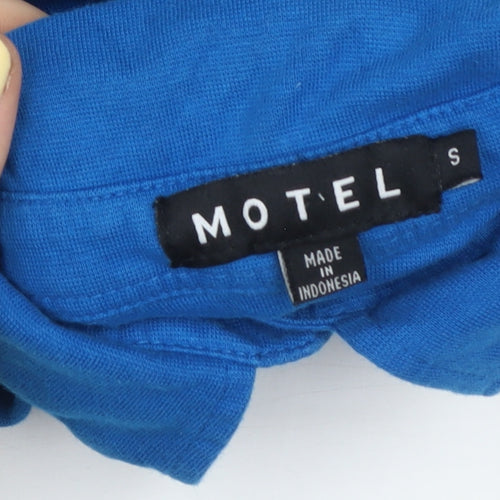 Motel Women’s Blue Shirt Dress Long Sleeve Button Collared S
