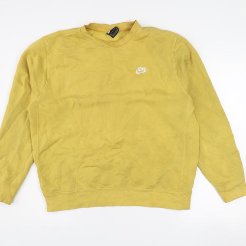 Nike Women's Yellow Crew Neck Pullover Sweatshirt M Cotton Blend