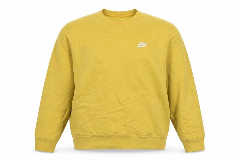 Front view of Nike Women's Yellow Crew Neck Pullover Sweatshirt M Cotton Blend