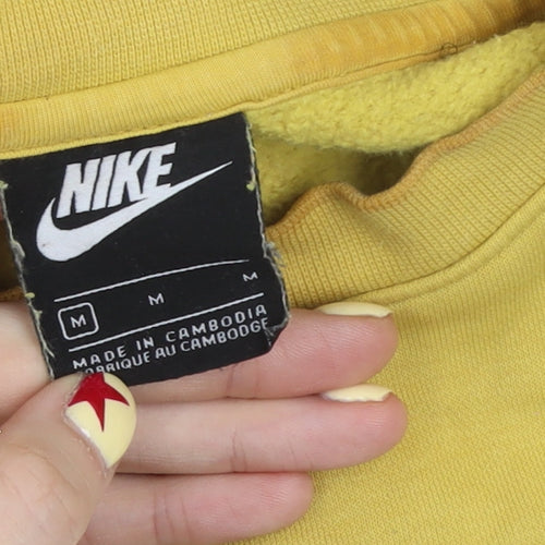 Nike Women's Yellow Crew Neck Pullover Sweatshirt M Cotton Blend