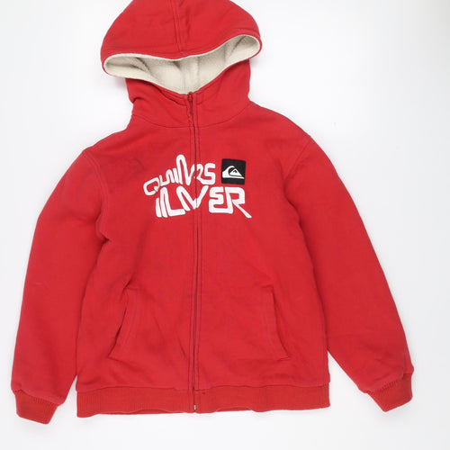 Quiksilver Boys Red Sherpa-Lined Hooded Full Zip Jacket 14 Years