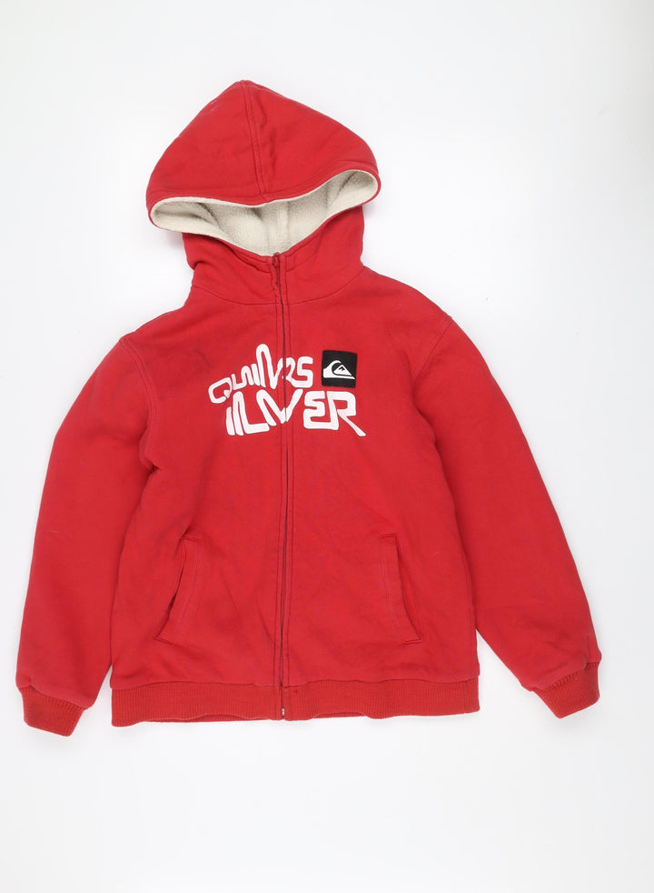Quiksilver Boys Red Sherpa-Lined Hooded Full Zip Jacket 14 Years