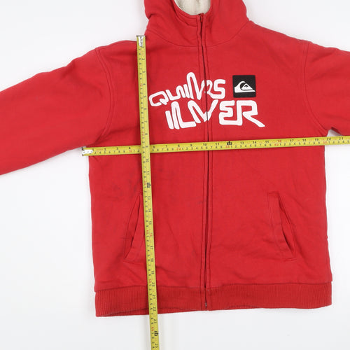 Quiksilver Boys Red Sherpa-Lined Hooded Full Zip Jacket 14 Years