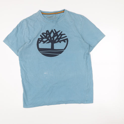 Timberland Men's Blue Cotton Graphic Print T-Shirt Size S