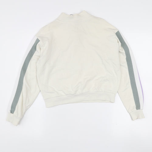 ASOS Women’s Ivory 1/4 Zip Sweatshirt UK 6 Cotton Blend Stripe Style