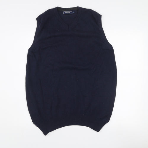 Maine New England Mens Navy Blue Cotton V-Neck Vest M
