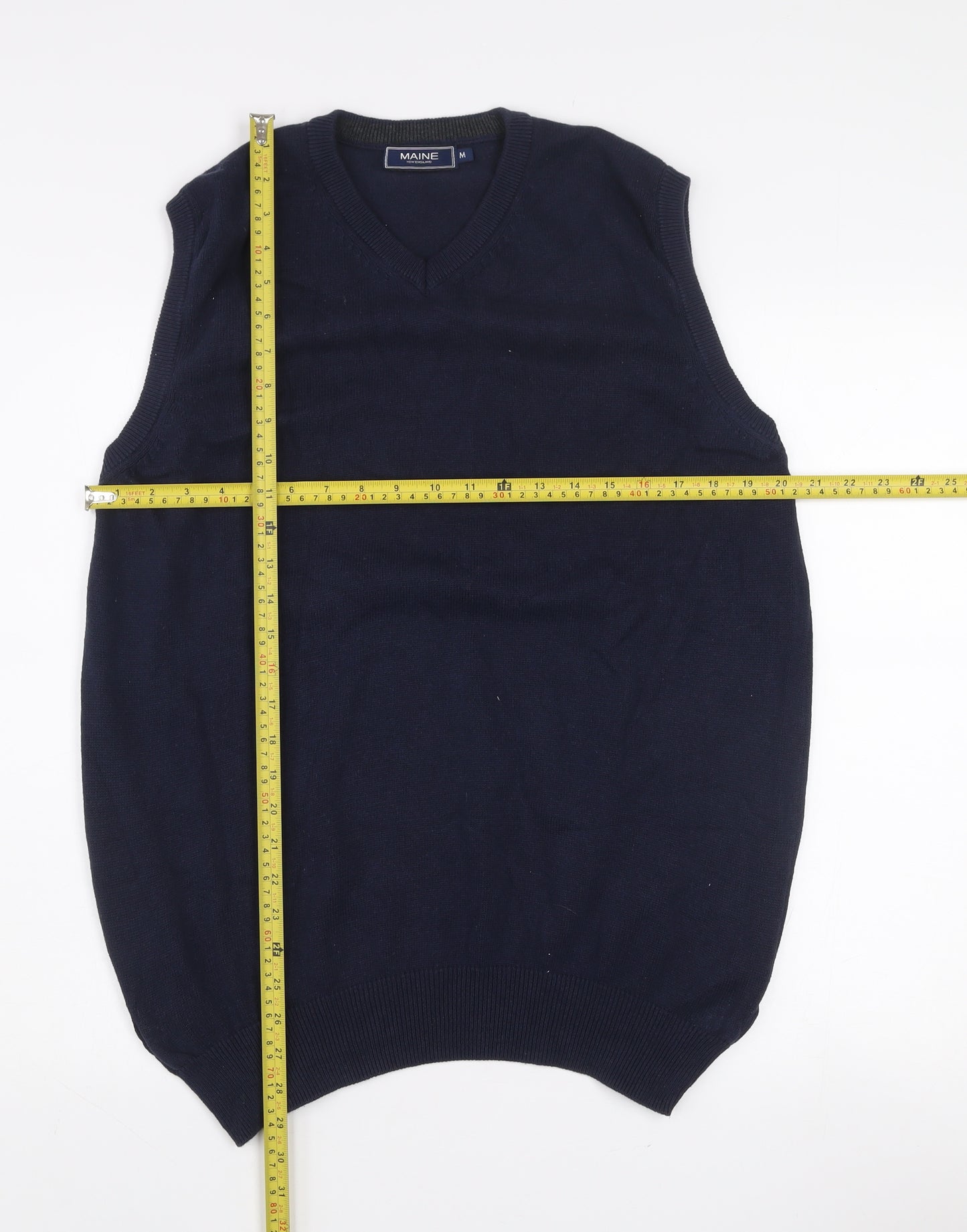 Maine New England Mens Navy Blue Cotton V-Neck Vest M