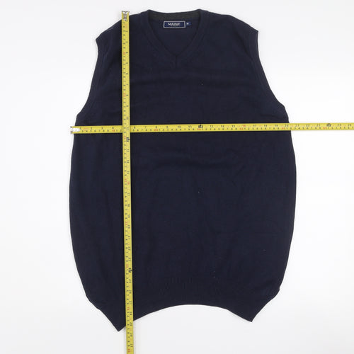Maine New England Mens Navy Blue Cotton V-Neck Vest M