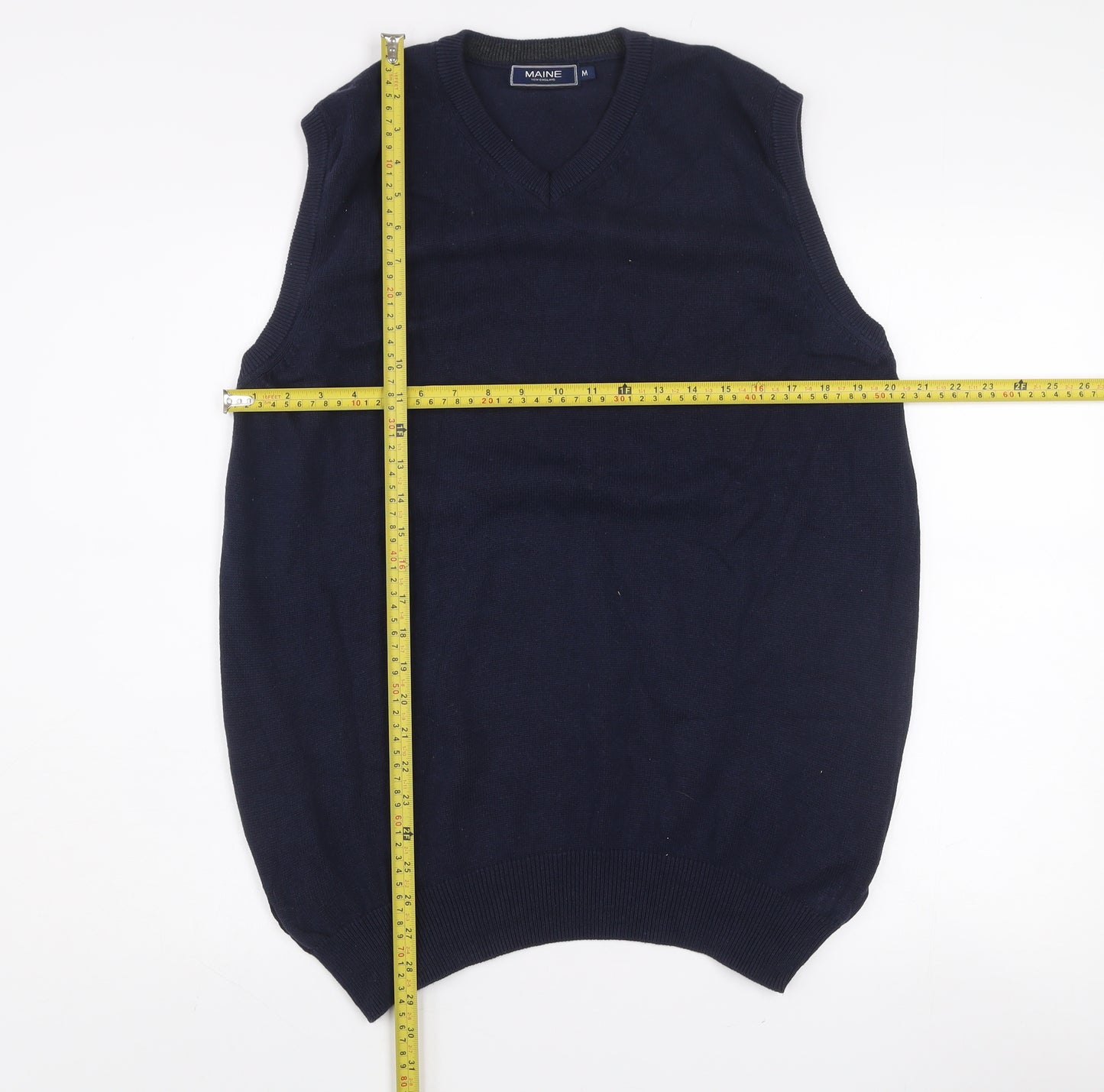 Maine New England Mens Navy Blue Cotton V-Neck Vest M