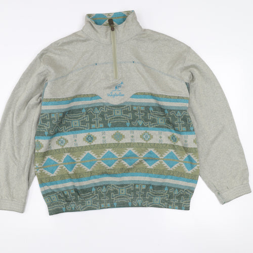 L'Alpina Mens Grey Aztec 1/4 Zip Sweatshirt Size S Made in Italy
