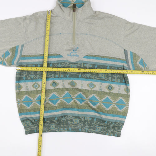 L'Alpina Mens Grey Aztec 1/4 Zip Sweatshirt Size S Made in Italy
