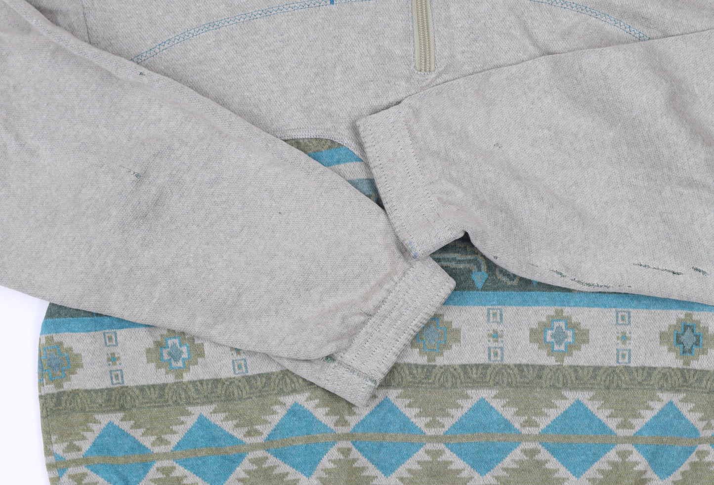 L'Alpina Mens Grey Aztec 1/4 Zip Sweatshirt Size S Made in Italy