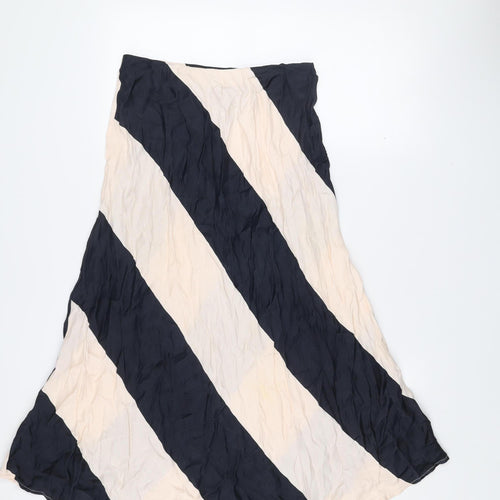 Gallery Women's Black & Ivory Striped A-Line Midi Skirt Size 10