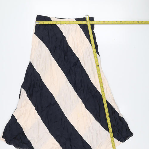 Gallery Women's Black & Ivory Striped A-Line Midi Skirt Size 10