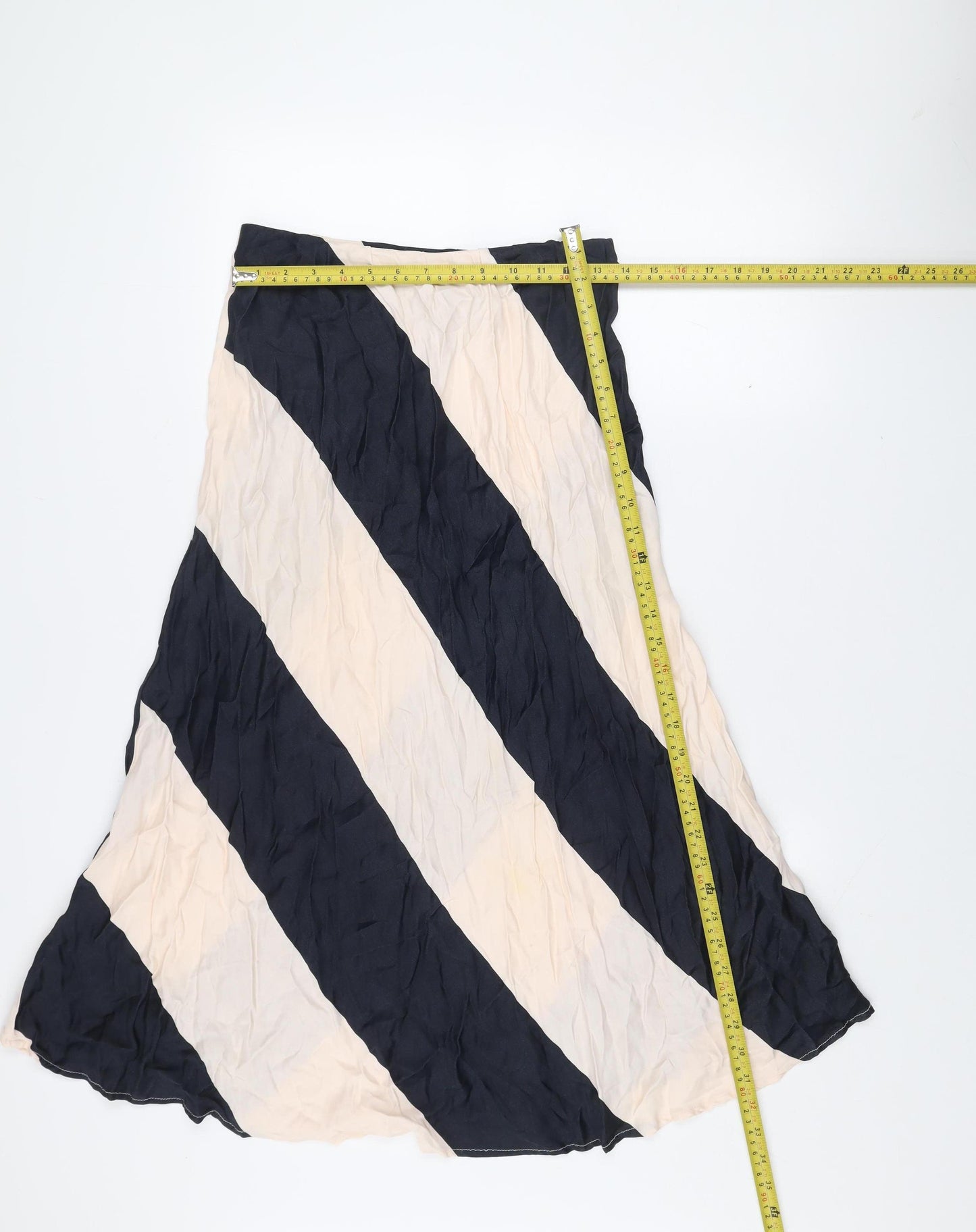 Gallery Women's Black & Ivory Striped A-Line Midi Skirt Size 10