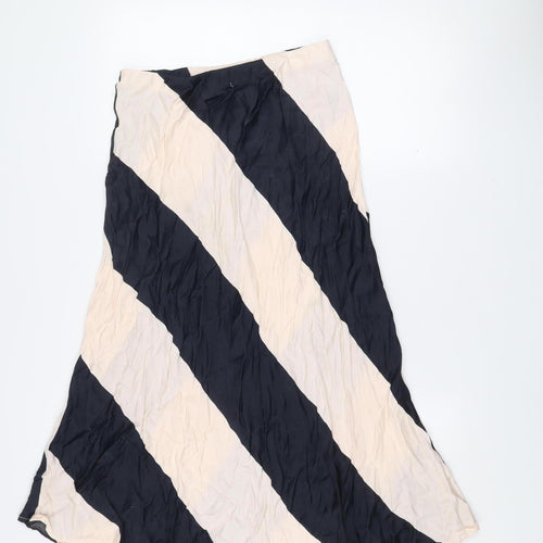 Gallery Women's Black & Ivory Striped A-Line Midi Skirt Size 10