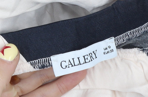 Gallery Women's Black & Ivory Striped A-Line Midi Skirt Size 10