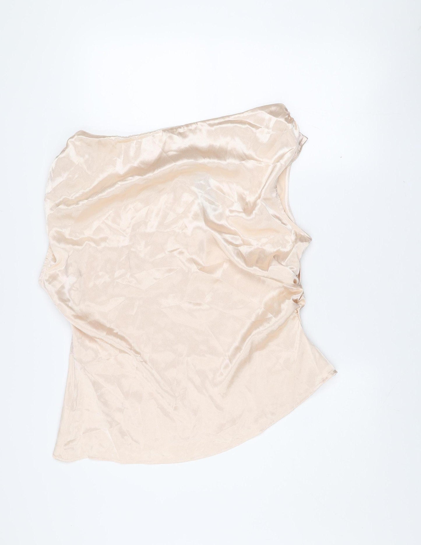 Boohoo Women Beige Satin Camisole Blouse Size 18 Sleeveless Top