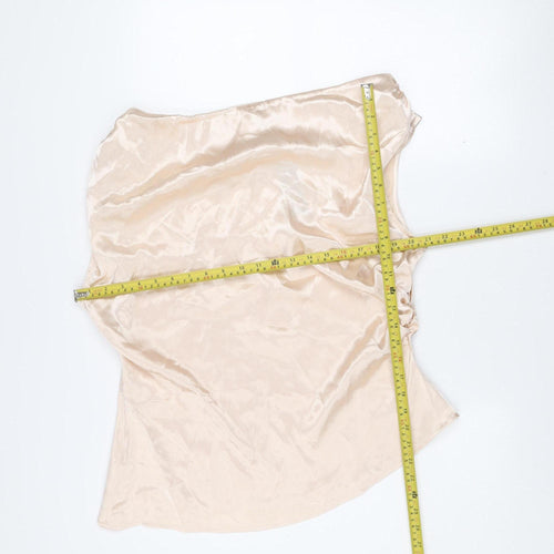 Boohoo Women Beige Satin Camisole Blouse Size 18 Sleeveless Top