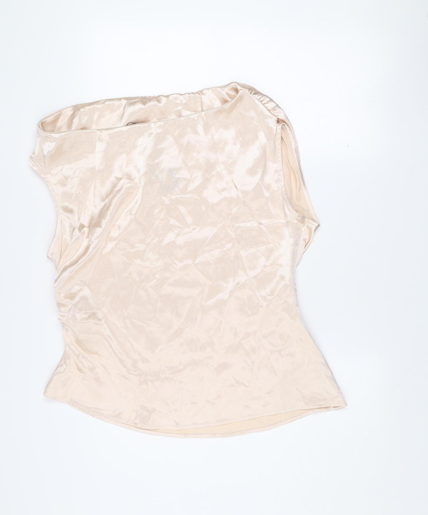 Boohoo Women Beige Satin Camisole Blouse Size 18 Sleeveless Top