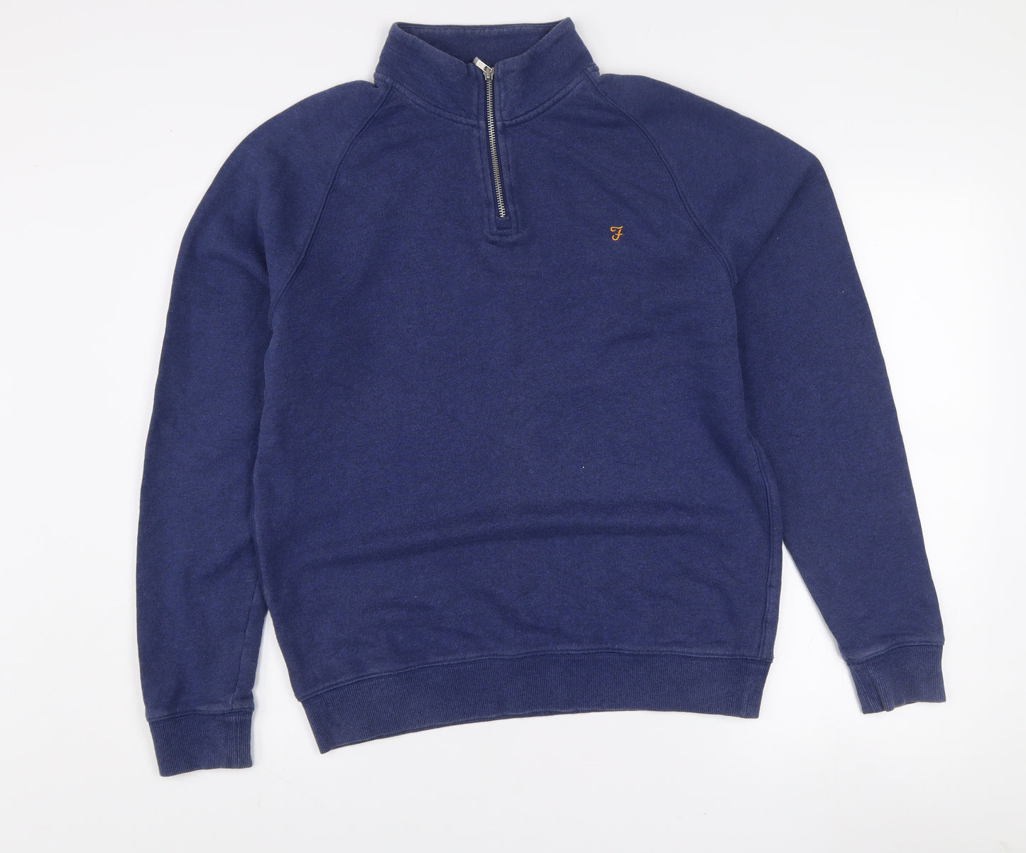 Farah Men's Blue Cotton 1/2 Zip Sweatshirt L Regular Fit