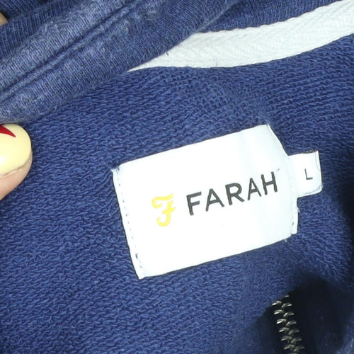 Farah Men's Blue Cotton 1/2 Zip Sweatshirt L Regular Fit